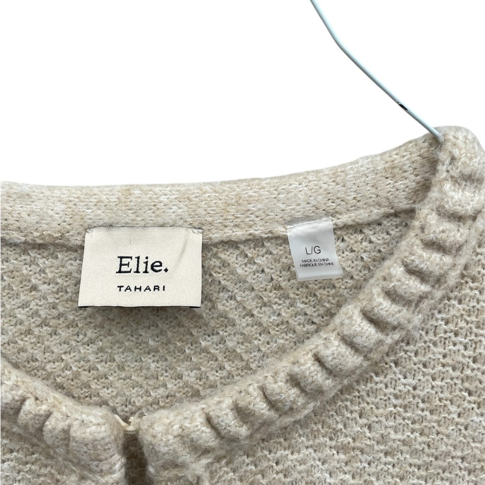 Elie Tahari EH424109 Oatmeal Heather Wool Blend Sweater - Picture 8 of 10